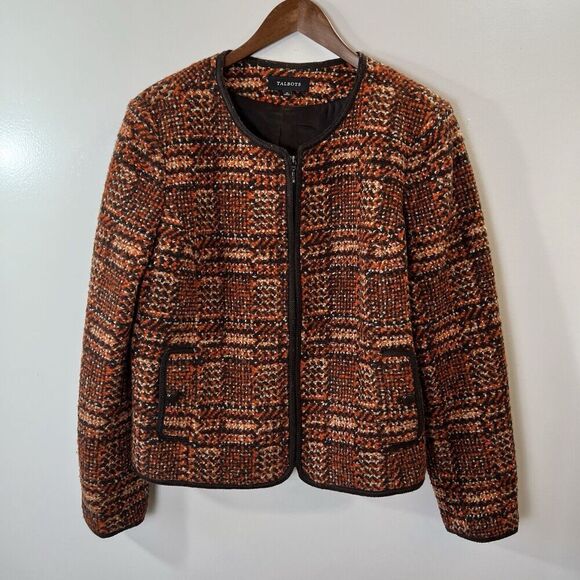 Talbot’s Womens Tweed Wool Blend Blazer Size XL 16 Multicolor Fall Business Work - Picture 1 of 7